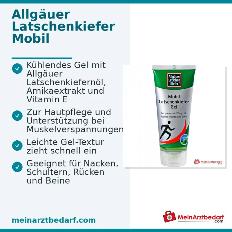 Allgäuer Latschenkiefer Mobil Latschenkiefernöl / Arnikaextrakt / Vitamin E / Campher / Menthol Gel, 100 ml