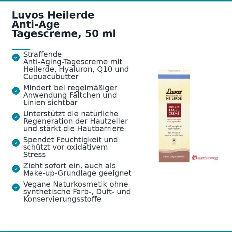 Luvos Heilerde Anti-Aging Tagescreme Hyaluron / Q10 / Matcha / Zistrose / Cupuacubutter Tagescreme, 50 ml