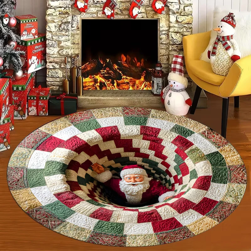 Dekorativer runder Teppich mit Weihnachtsmotiv für Zuhause