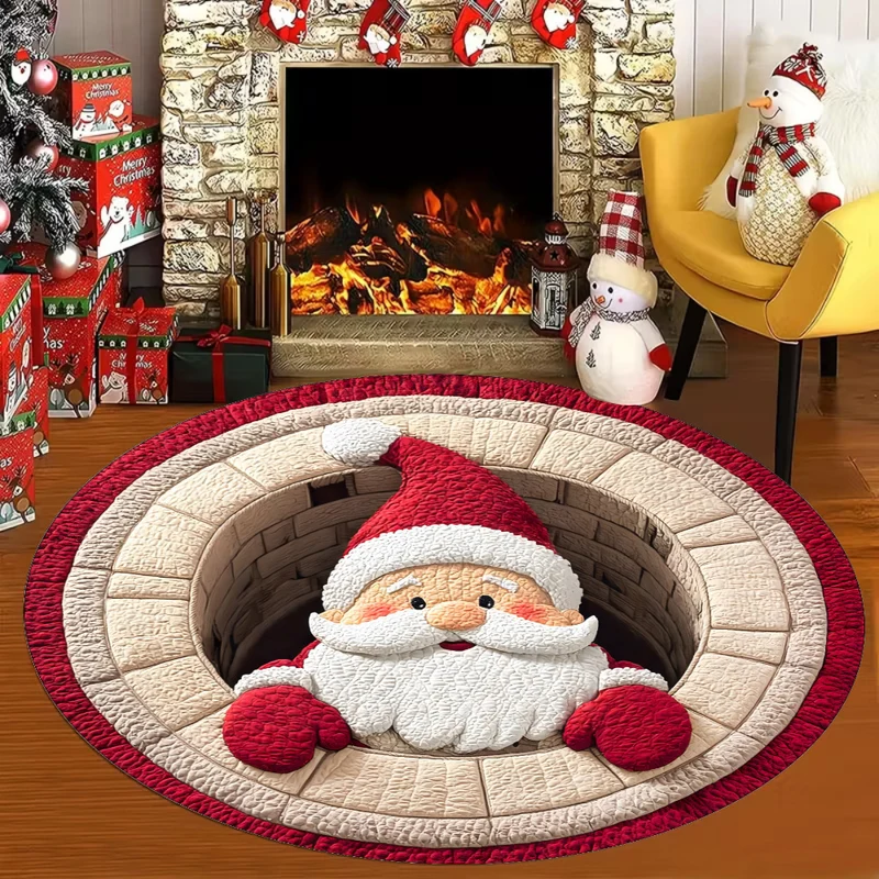 Dekorativer runder Teppich mit Weihnachtsmotiv für Zuhause