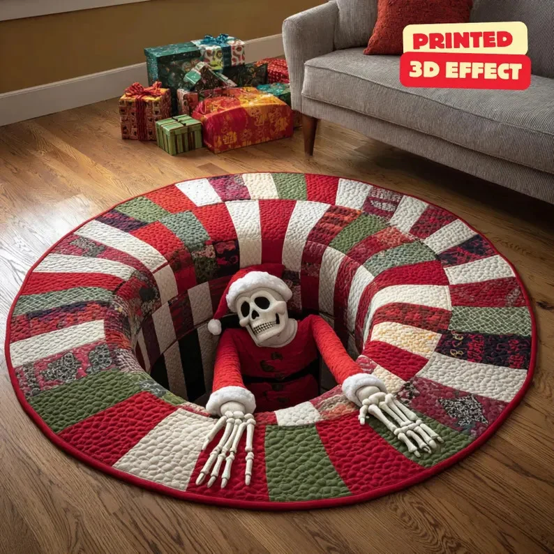Dekorativer runder Teppich mit Weihnachtsmotiv für Zuhause