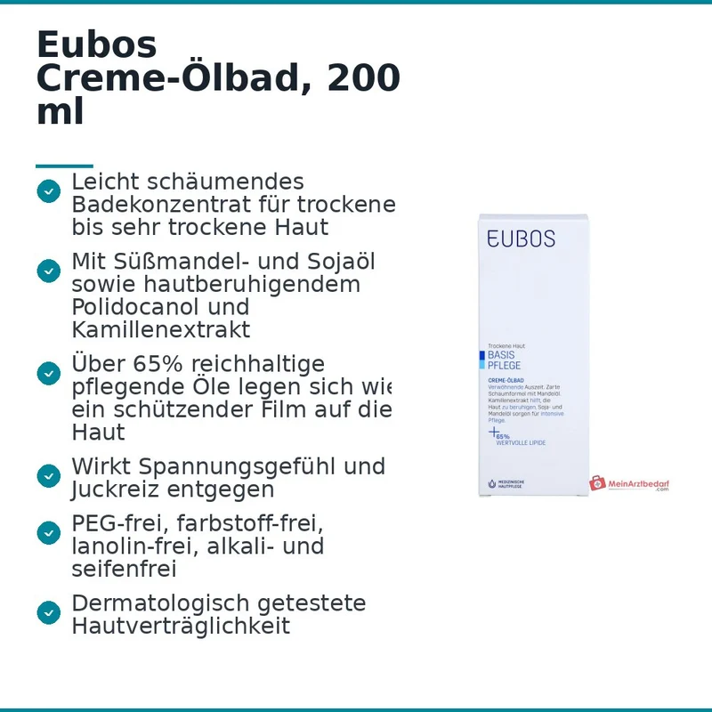 Eubos Creme Ölbad Süßmandelöl / Sojaöl / Polidocanol / Kamillenextrakt Bad, 200 ml