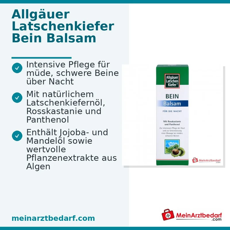 Allgäuer Latschenkiefer Bein Balsam für die Nacht Latschenkiefernöl / Rosskastanie / Panthenol Balsam, 200 ml