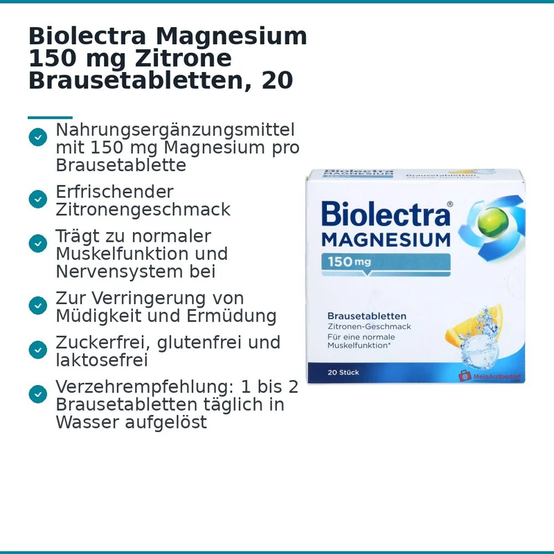 Biolectra Magnesium 150 mg Zitrone Brausetabletten, 20 St.