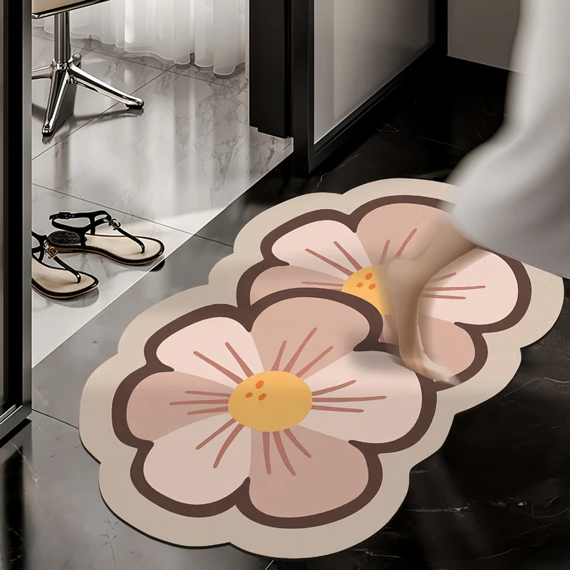 Floral 3D Dekorative Badezimmermatte für Zuhause