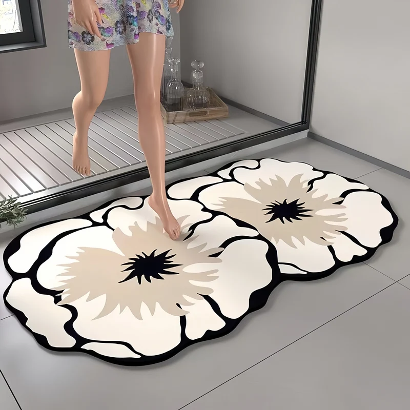 Floral 3D Dekorative Badezimmermatte für Zuhause