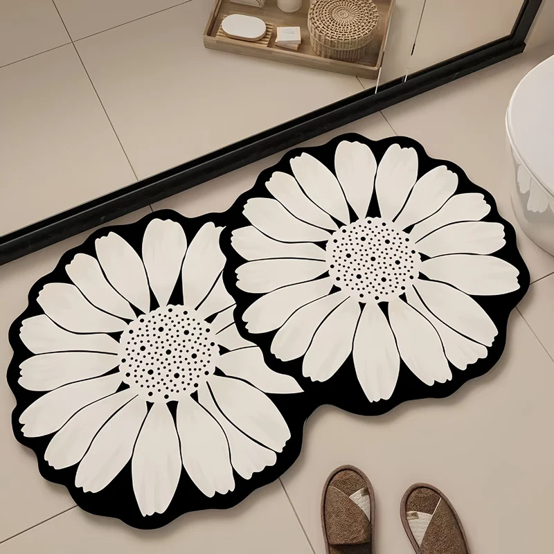 Floral 3D Dekorative Badezimmermatte für Zuhause