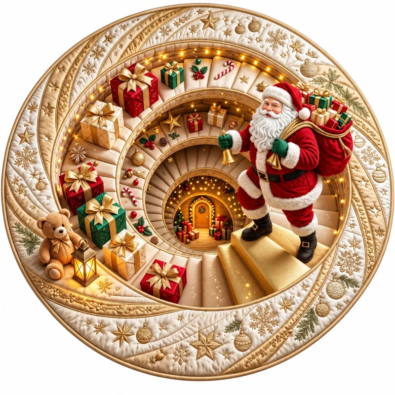 Festive Santa Claus Themed Rundmatte für das Zuhause
