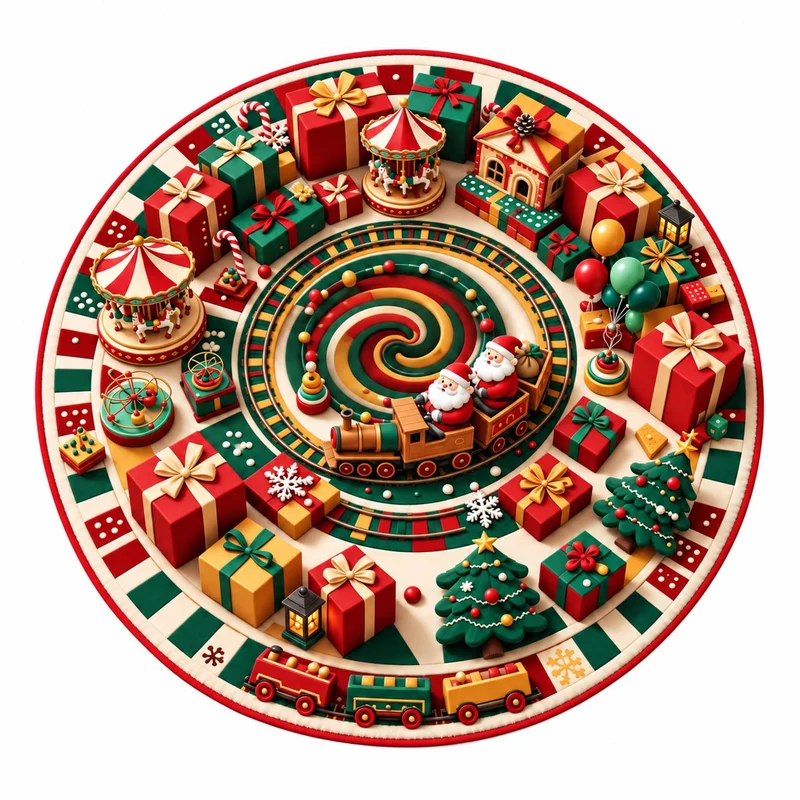 Festive Santa Claus Themed Rundmatte für das Zuhause