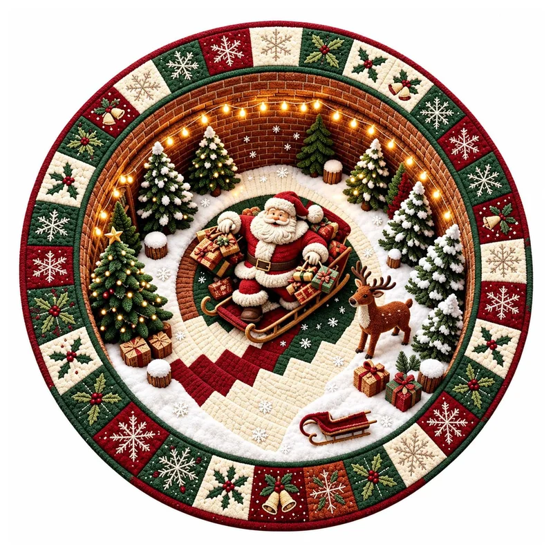 Festive Santa Claus Themed Rundmatte für das Zuhause