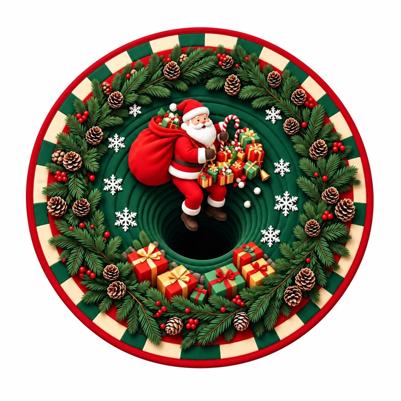 Festive Santa Claus Themed Rundmatte für das Zuhause