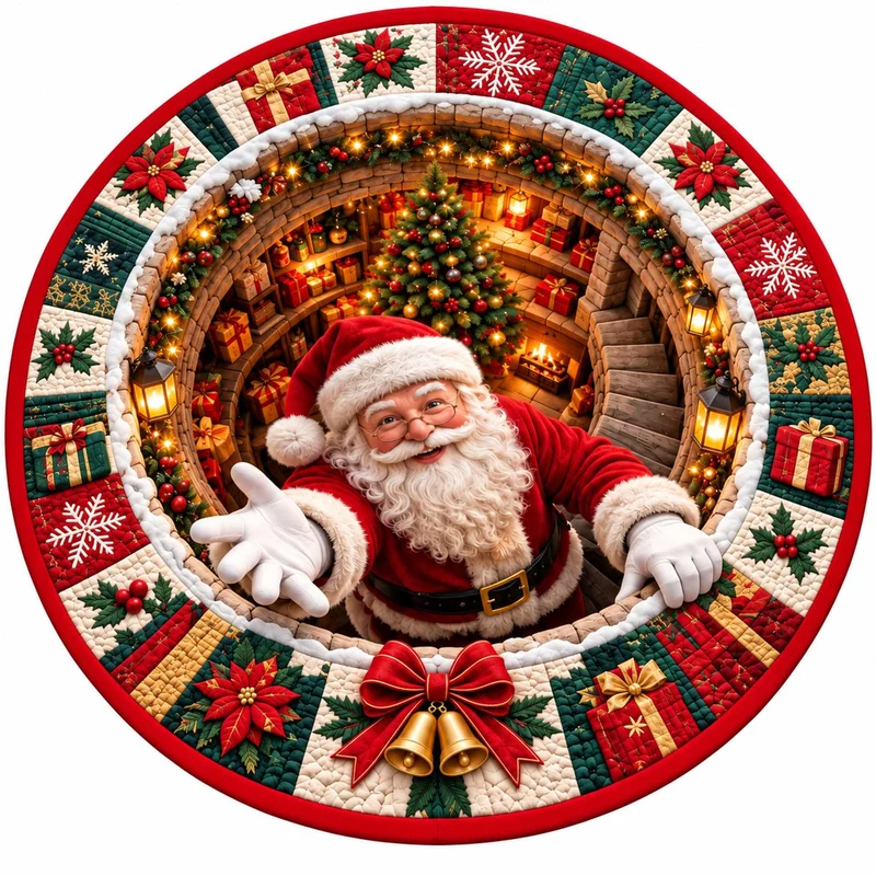 Festive Santa Claus Themed Rundmatte für das Zuhause