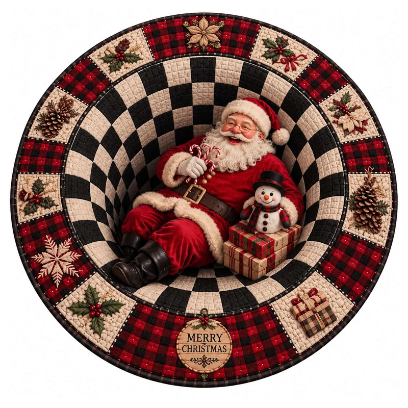 Festive Santa Claus Themed Rundmatte für das Zuhause