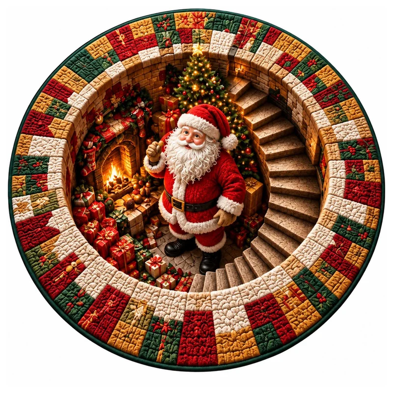 Festive Santa Claus Themed Rundmatte für das Zuhause