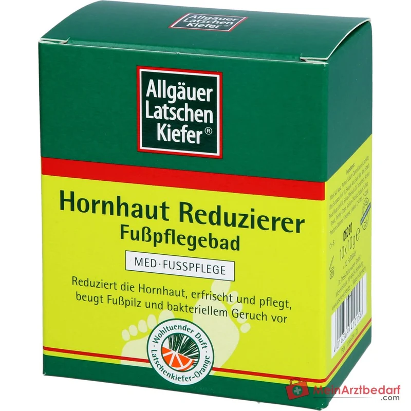 Allgäuer Latschenkiefer Hornhaut Reduzierer Fußpflegebad Latschenkiefernöl / Meersalz / Weidenrindenextrakt Bad, 10x10 g