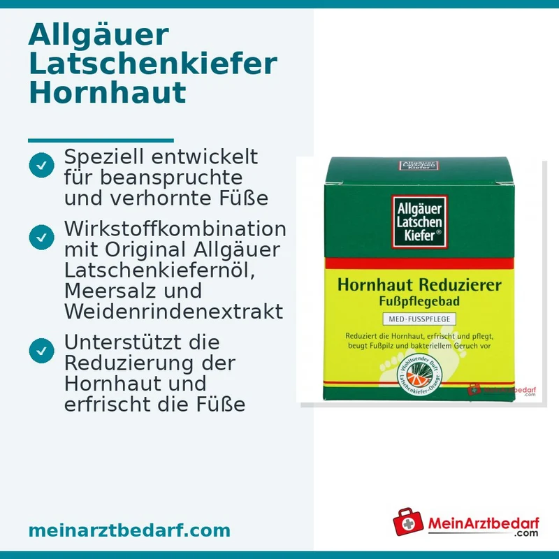 Allgäuer Latschenkiefer Hornhaut Reduzierer Fußpflegebad Latschenkiefernöl / Meersalz / Weidenrindenextrakt Bad, 10x10 g