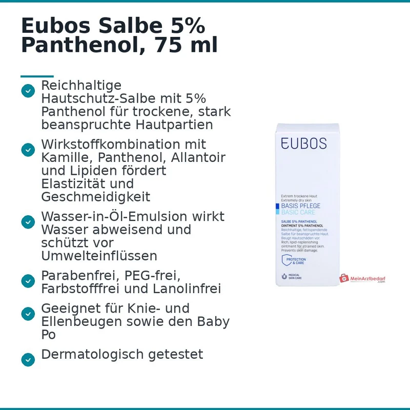 Eubos Salbe 5% Panthenol / Kamille / Allantoin Salbe, 75 ml