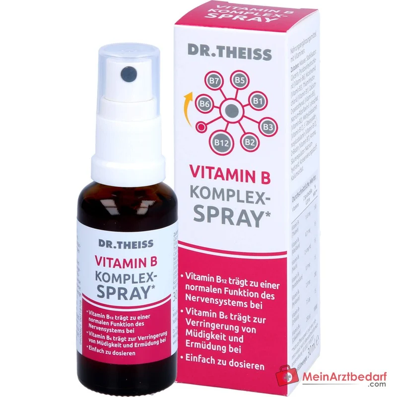 Dr. Theiss Vitamin B Komplex-Spray Thiamin / Riboflavin / Niacin / Pantothensäure / Pyridoxin / Biotin / Cobalamin Mundspray, 30 ml