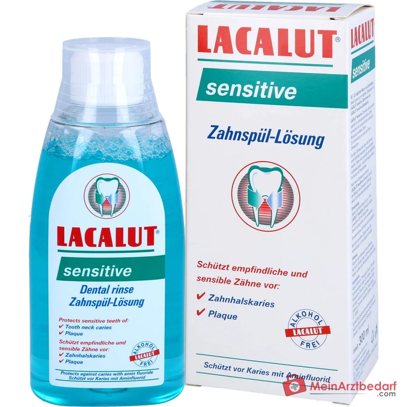 Lacalut sensitive Aminfluorid / Kaliumchlorid / Chlorhexidin Zahnspül-Lösung, 300 ml