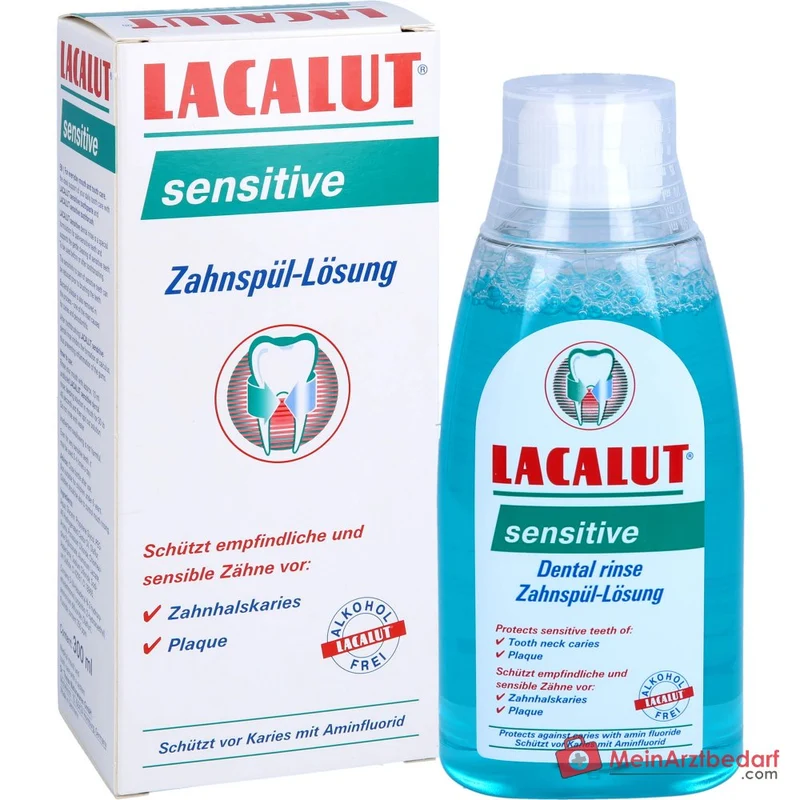 Lacalut sensitive Aminfluorid / Kaliumchlorid / Chlorhexidin Zahnspül-Lösung, 300 ml
