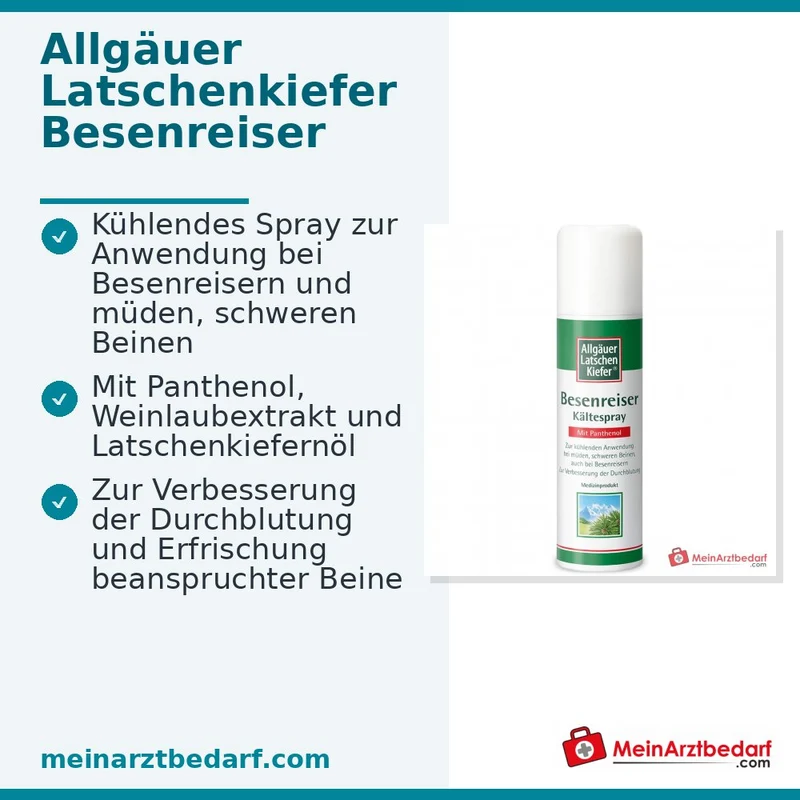 Allgäuer Latschenkiefer Besenreiser Kältespray Panthenol / Weinlaubextrakt / Latschenkiefernöl Spray, 150 ml
