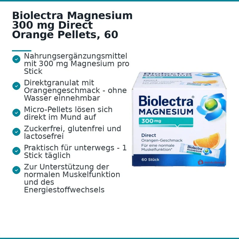 Biolectra Magnesium Direct Orange Magnesiumoxid Direktgranulat, 60 Sticks