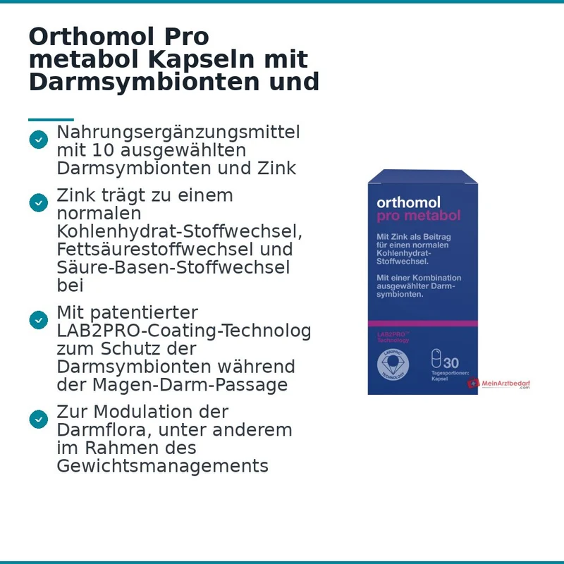 Orthomol Pro metabol Kapseln mit Darmsymbionten und Zink, 30 St.