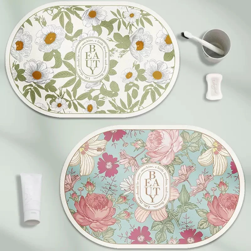 Botanischer Druck Badezimmermatte für Zuhause