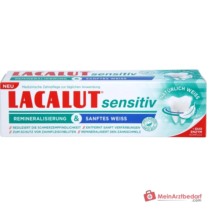 Lacalut sensitiv Remineralisierung & sanftes Weiss Kaliumchlorid / Strontiumacetat / Natriumfluorid Zahncreme, 75 ml