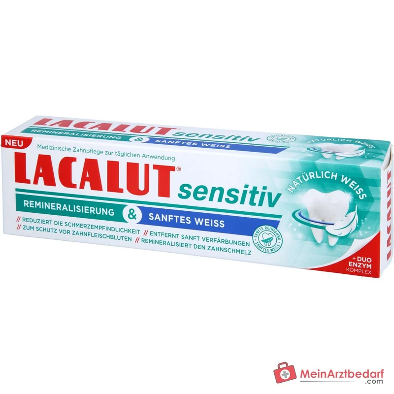 Lacalut sensitiv Remineralisierung & sanftes Weiss Kaliumchlorid / Strontiumacetat / Natriumfluorid Zahncreme, 75 ml