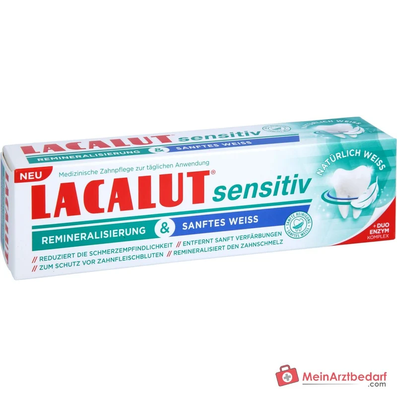 Lacalut sensitiv Remineralisierung & sanftes Weiss Kaliumchlorid / Strontiumacetat / Natriumfluorid Zahncreme, 75 ml