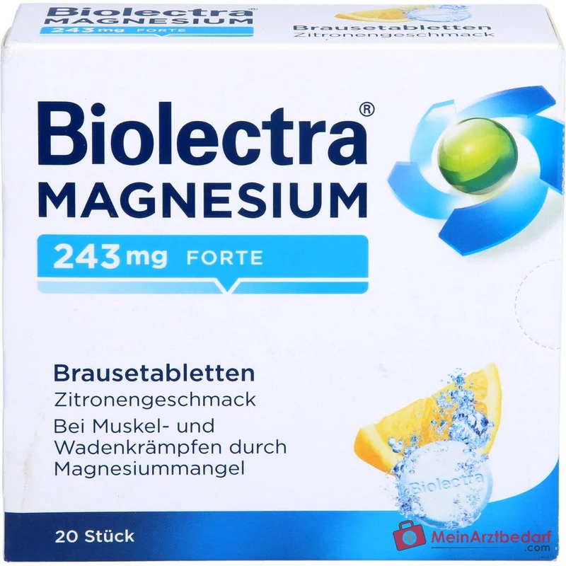 Biolectra Magnesium 243 mg forte Magnesiumoxid Brausetabletten Zitronengeschmack, 20 St.