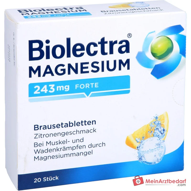 Biolectra Magnesium 243 mg forte Magnesiumoxid Brausetabletten Zitronengeschmack, 20 St.