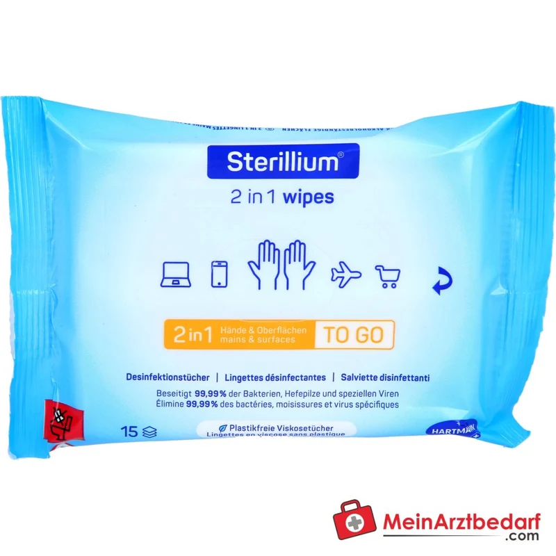 Sterillium 2in1 wipes Desinfektionstücher für Hände und Flächen, 15 St.