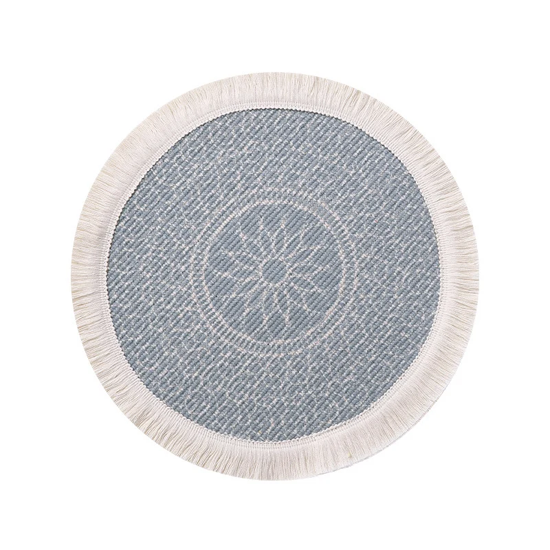 Rundes gewebtes Tisch-Platzset mit Fransenrand und Mandala-Jacquard