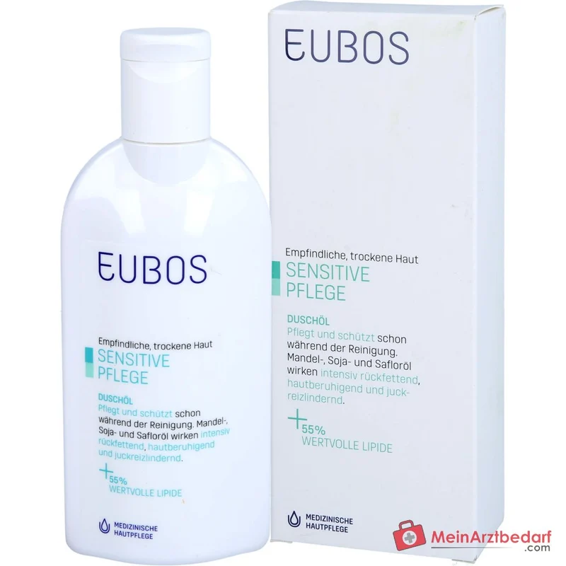 Eubos Sensitive Duschöl F Mandelöl / Sojaöl / Safloröl Duschöl, 200 ml