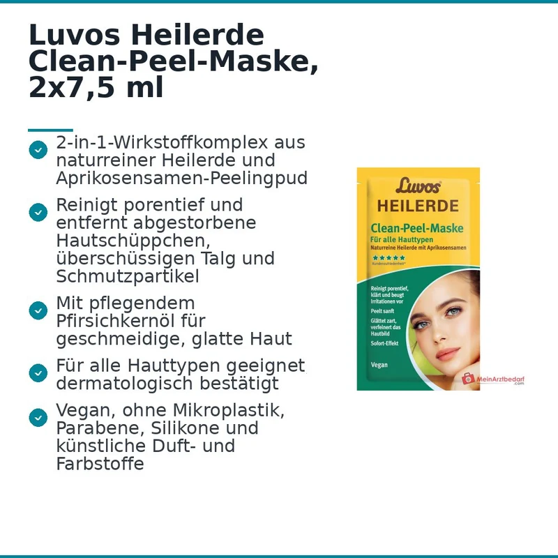 Luvos Heilerde Clean-Peel-Maske Heilerde / Aprikosensamen / Pfirsichkernöl Gesichtsmaske, 2x7,5 ml