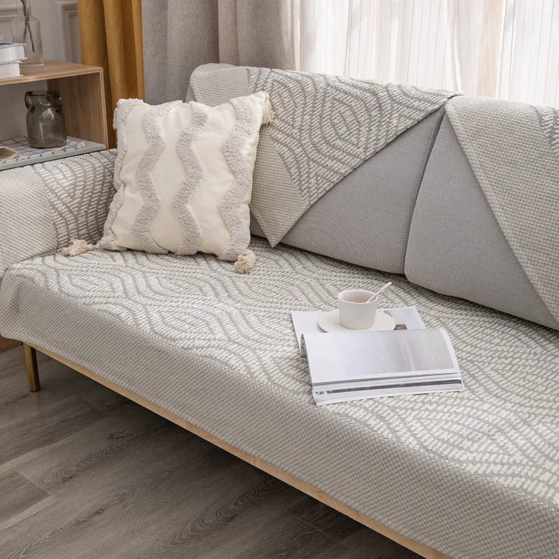 Steppbezug für Sofa mit Armlehnenschonern und rutschfester Unterseite