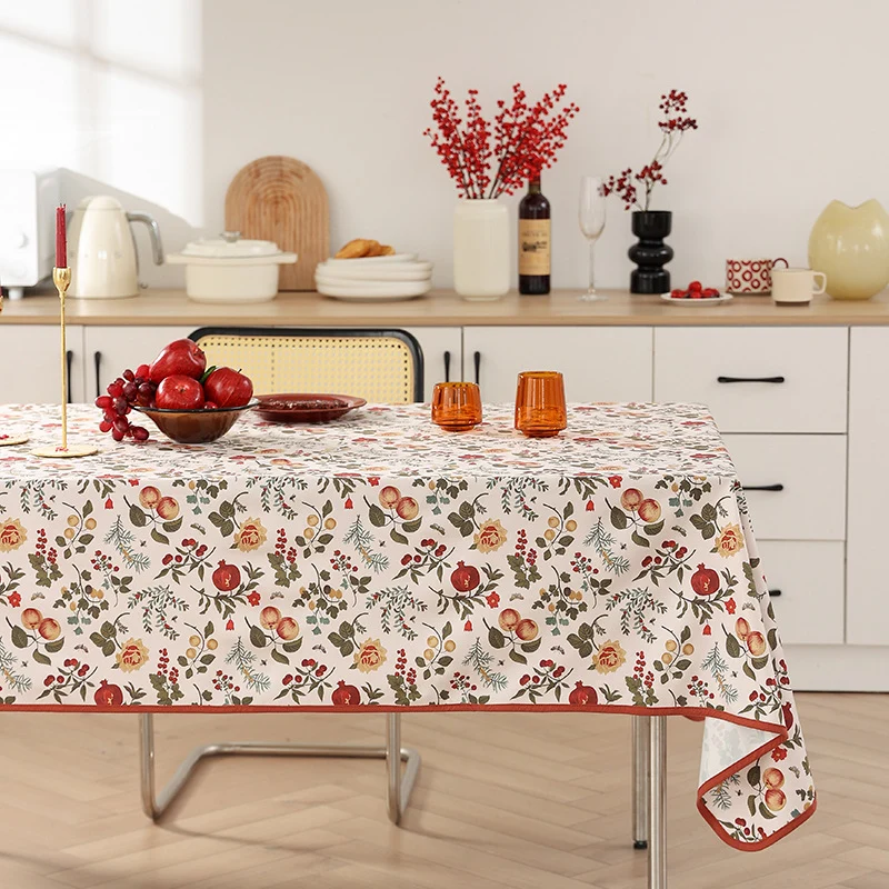 Abwaschbare beschichtete Baumwoll-Tischdecke mit vintage Obst- und Blumenmuster