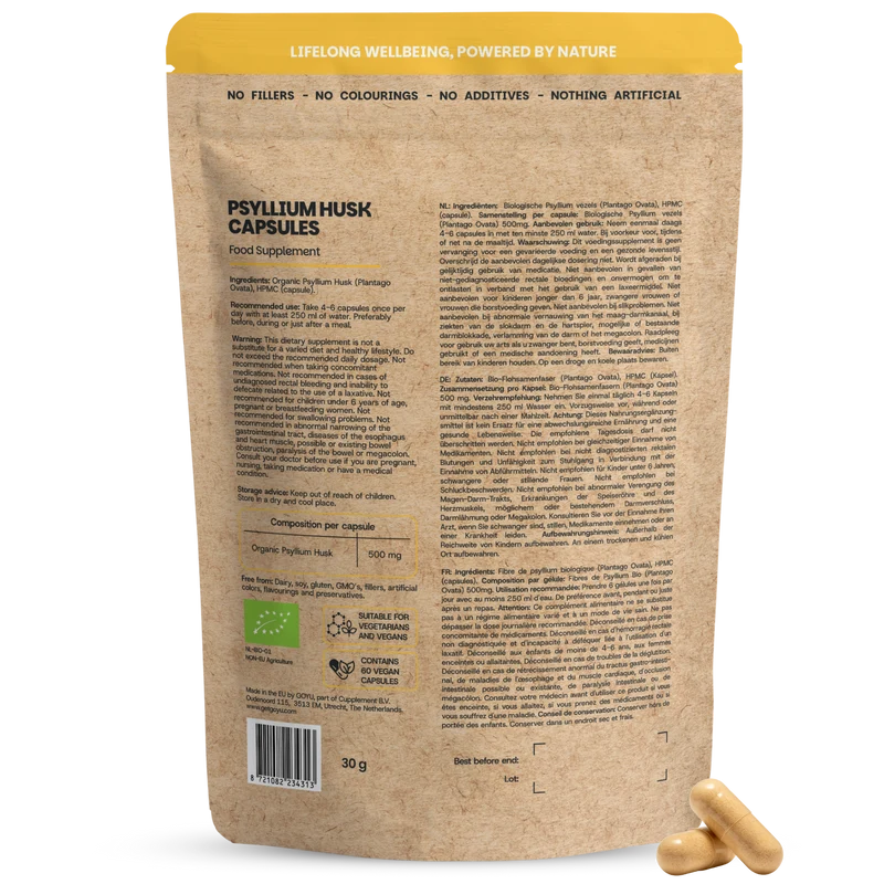 Goyu Psyllium husk vezels bio 60 capsules