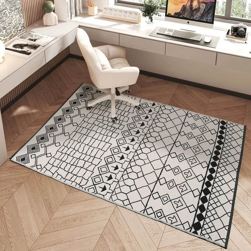 Moderner flachgewebter Teppichläufer mit abstraktem Geometrie‑Design