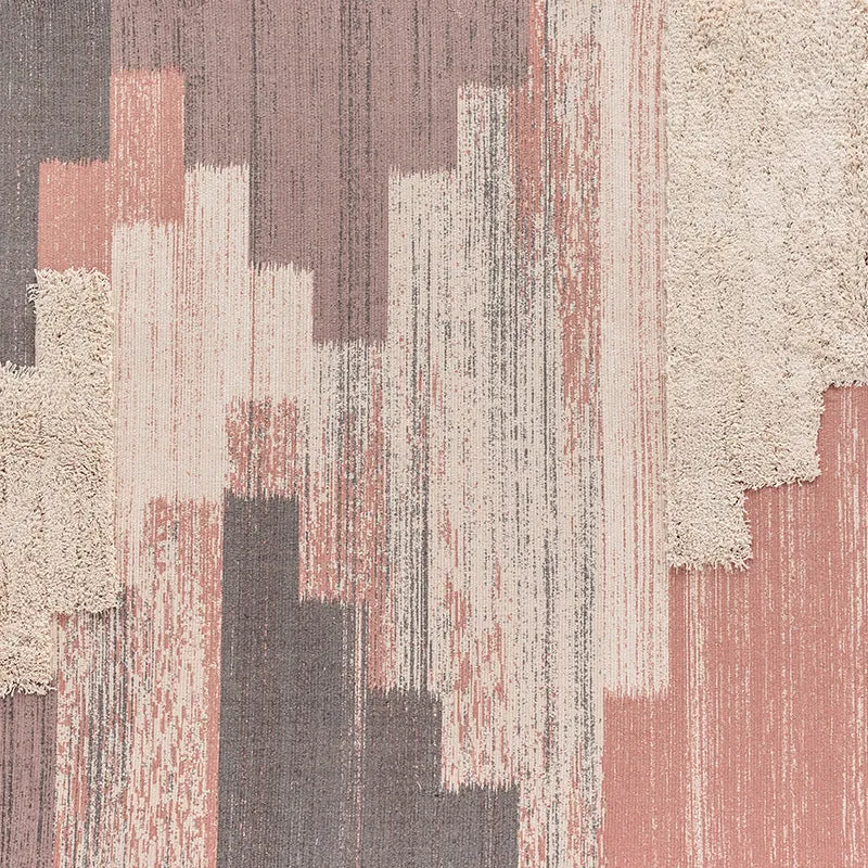 Modern strukturierter Wohnteppich mit partieller Shag-Applikation und abstraktem Strichmuster