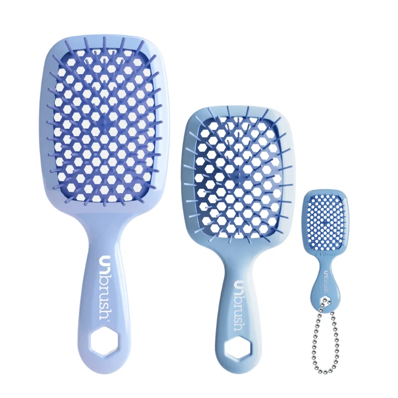 UNbrush Complete set Pastel Periwinkle - UNbrush Regular, Mini & Keychain
