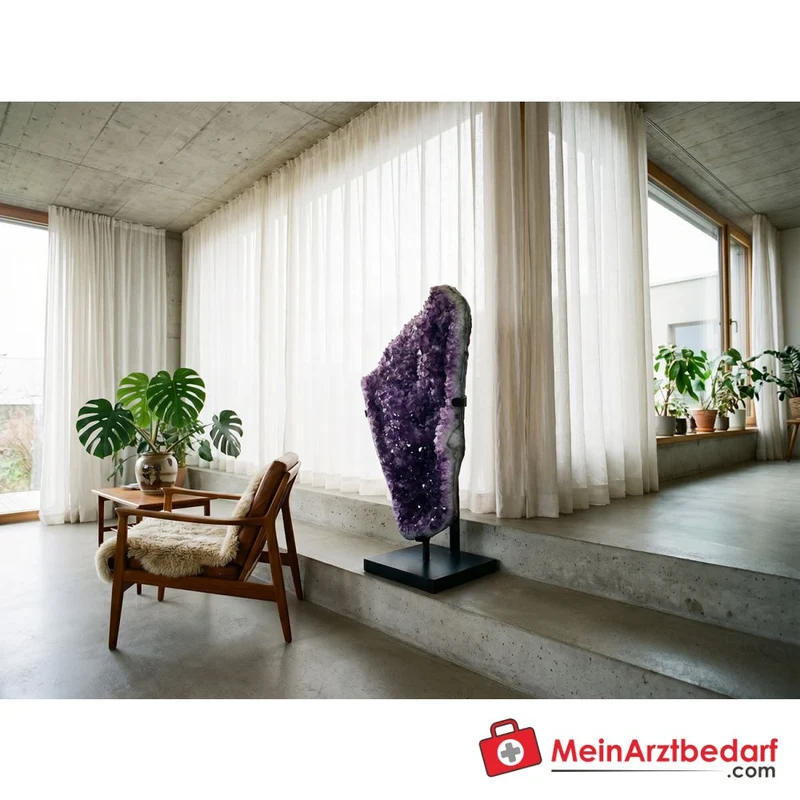 Amethyst-Freiform 103 cm A-Qualität Brasilien mit Stahlsockel Unikat