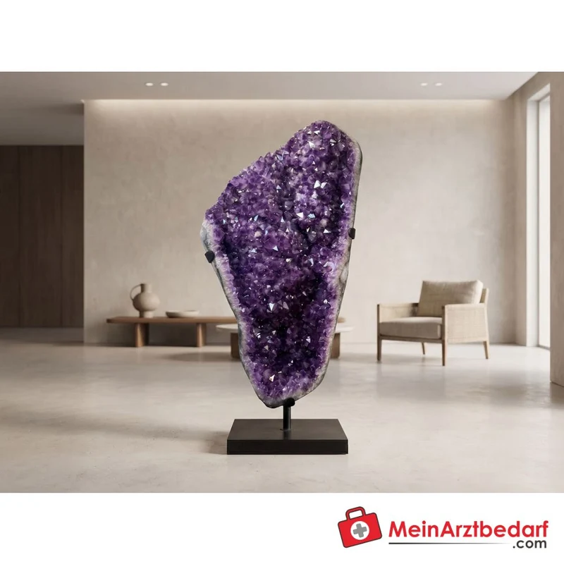 Amethyst-Freiform 103 cm A-Qualität Brasilien mit Stahlsockel Unikat