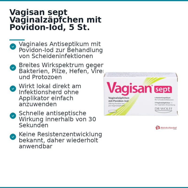 Vagisan sept Vaginalzäpfchen mit Povidon-Iod, 5 St.