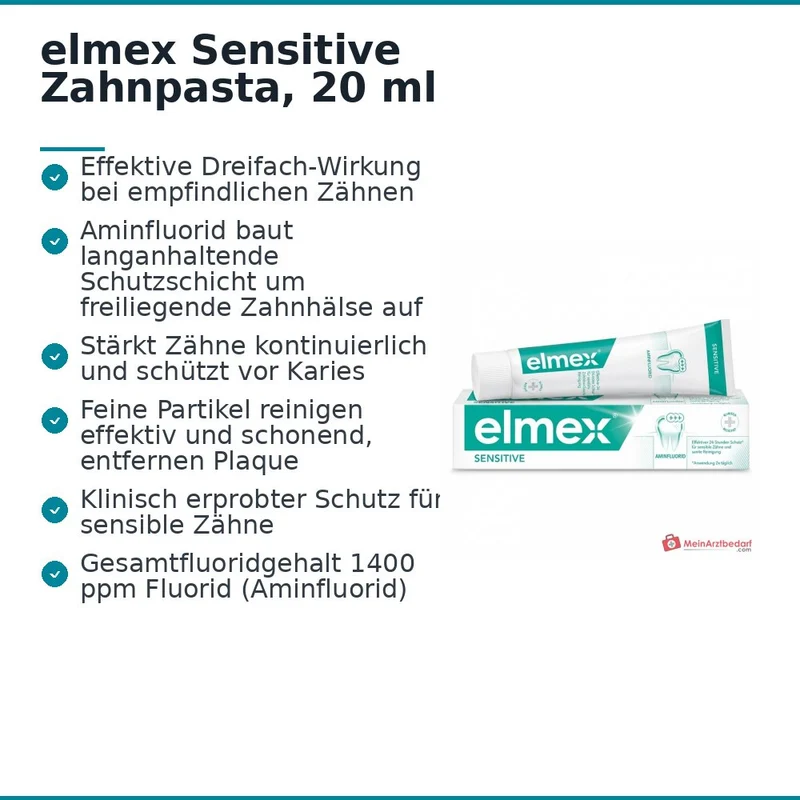 elmex Sensitive Olaflur (Aminfluorid) Zahnpasta, 20 ml