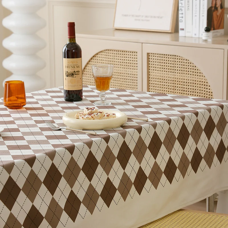Abwaschbare PVC-beschichtete Tischdecke mit Rautenmuster