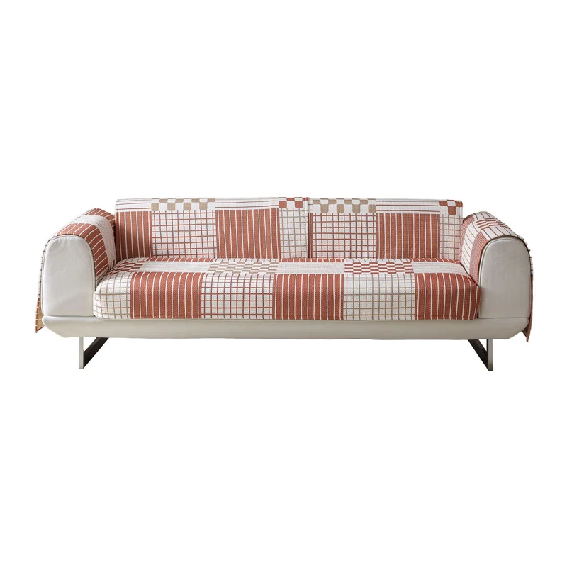 Stretch-Sofaschutzbezug mit gewebtem Ethno-Jacquard und Anti-Rutsch