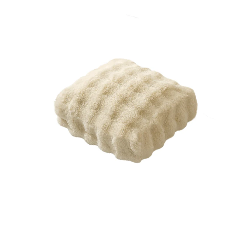Plüsch-Bodenkissen Pouf mit wattierter Füllung und kunstfellbezogenem Bezug